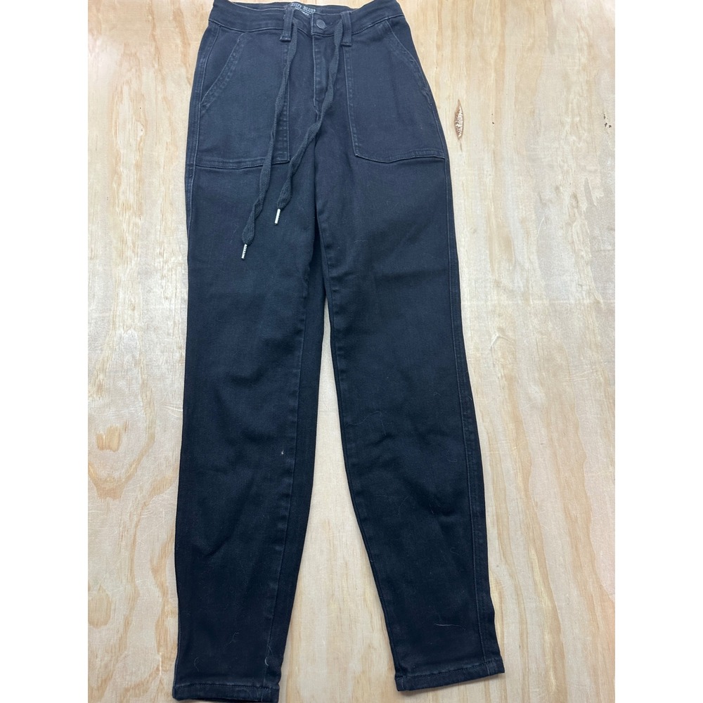 Judy Blue Black Denim Joggers High Waist Drawstring Pants JB88700 BK Womens 0/24